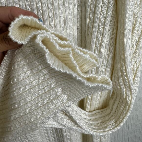 Lauren Ralph Lauren Mascarpone Cream Slim Cable-Knit Black Label Sweater Size XL - Picture 4 of 11